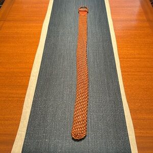 Ralph Lauren woven leather belt and buckle, 37 inches total length. Size M/L